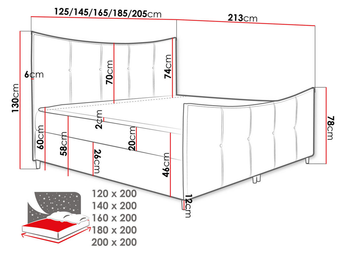 BOXBETT Bergamo Lux - Grau, Holz (200/200cm) - MIRJAN24