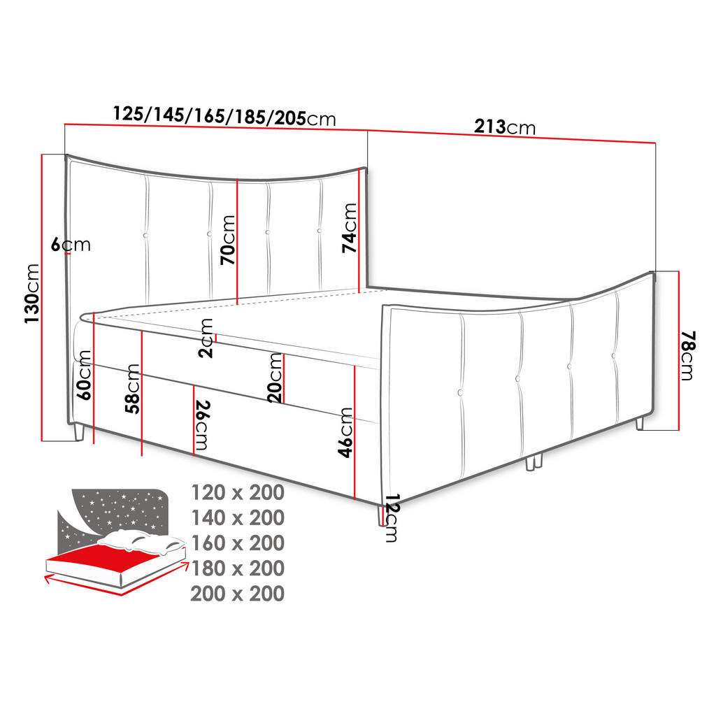 Thumbnail - Mirjan24 Boxbett, Rot, Holz, H3, 140x200 cm, Schlafzimmer, Betten, Boxspringbetten
