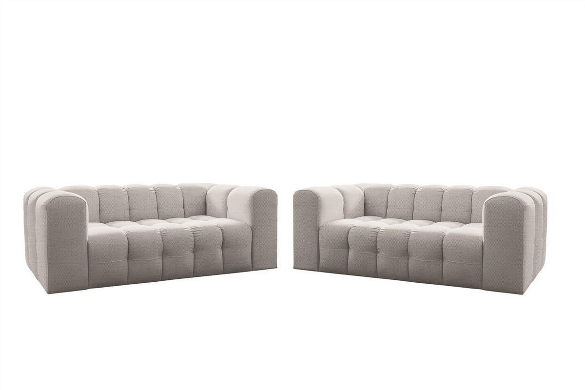 SOFASET Solvie 2-2 In Moly - Creme, Holzwerkstoff/Textil (200/75/106cm) - Fun Möbel