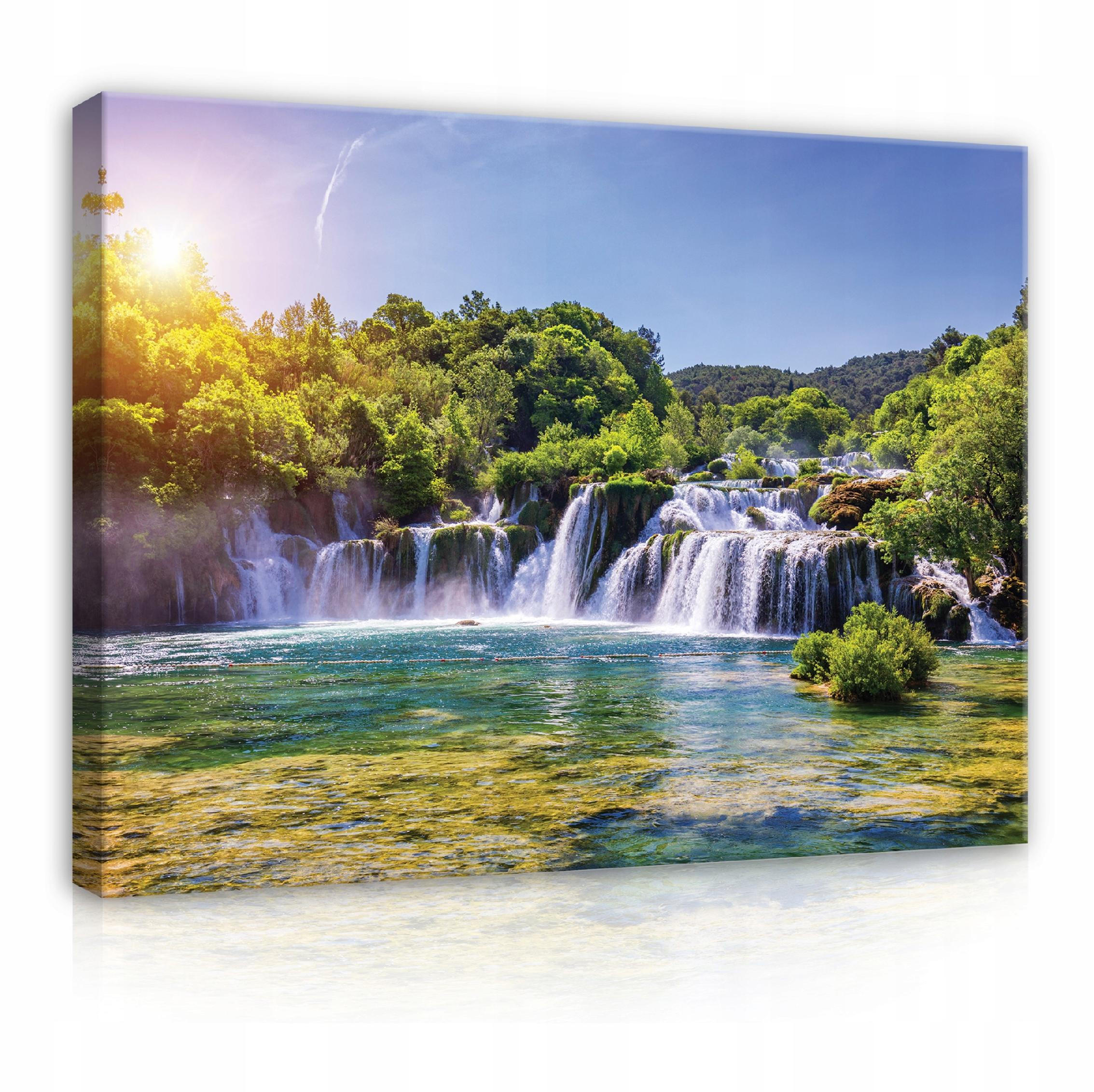 LEINWAND BILDER Wasserfall Natur 100x70 - Multicolor, Holzwerkstoff (100/70cm) - Wallarena