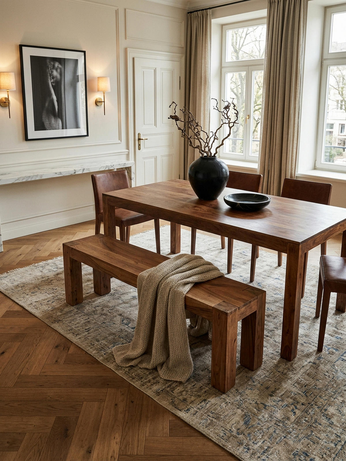 SITZBANK Massivholz Landhausstil handgefertigt, Braun 120x35x45 cm - Braun, Holz (120/45/35cm) - KADIMA DESIGN