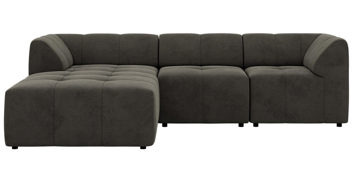 ROHOVÁ SEDAČKA VORITA L 3M - Tmavosivá Samet - Vľavo - čierna/tmavosivá, textil/plast (267/176cm) - MKS