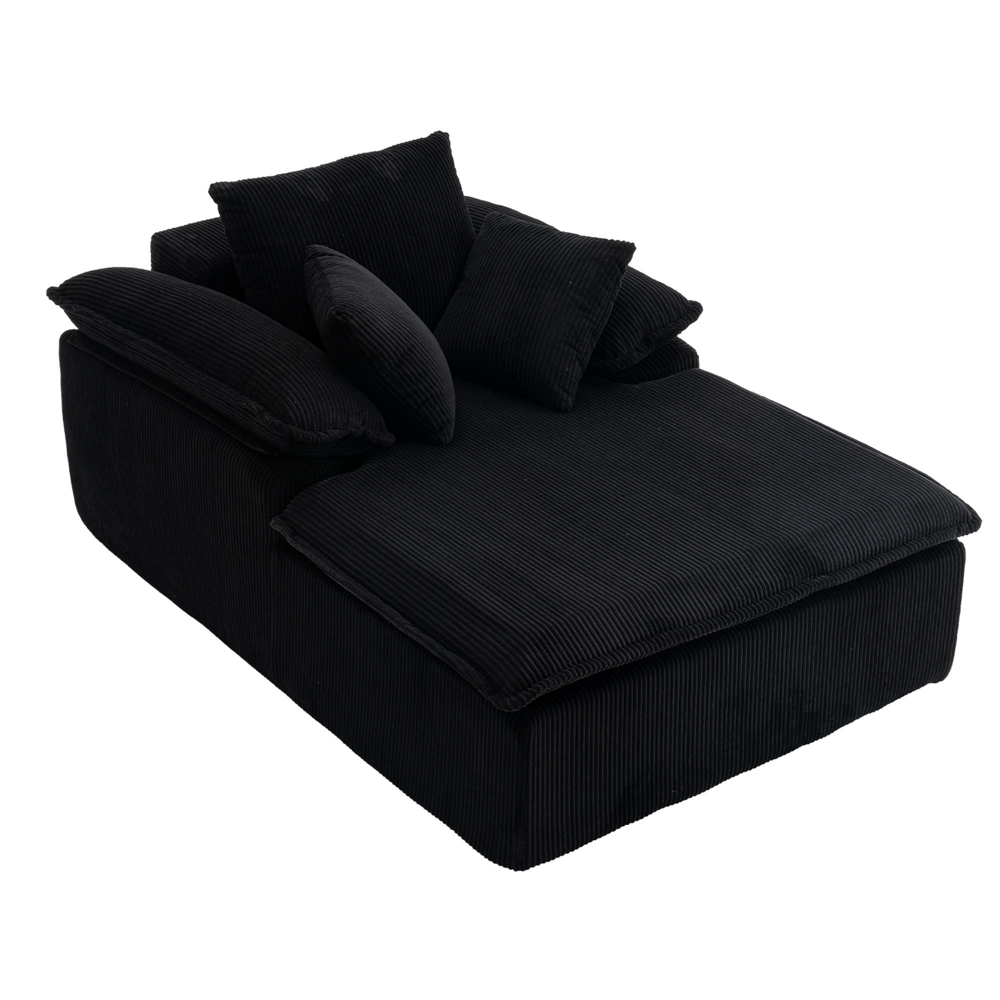 SOFA Cord Schwarz mit breiten Armlehnen und Kissen - Schwarz, Textil (177/92/122cm) - WISHDOR
