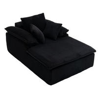 SOFA Cord Schwarz mit breiten Armlehnen und Kissen - Schwarz, Textil (177/92/122cm) - WISHDOR