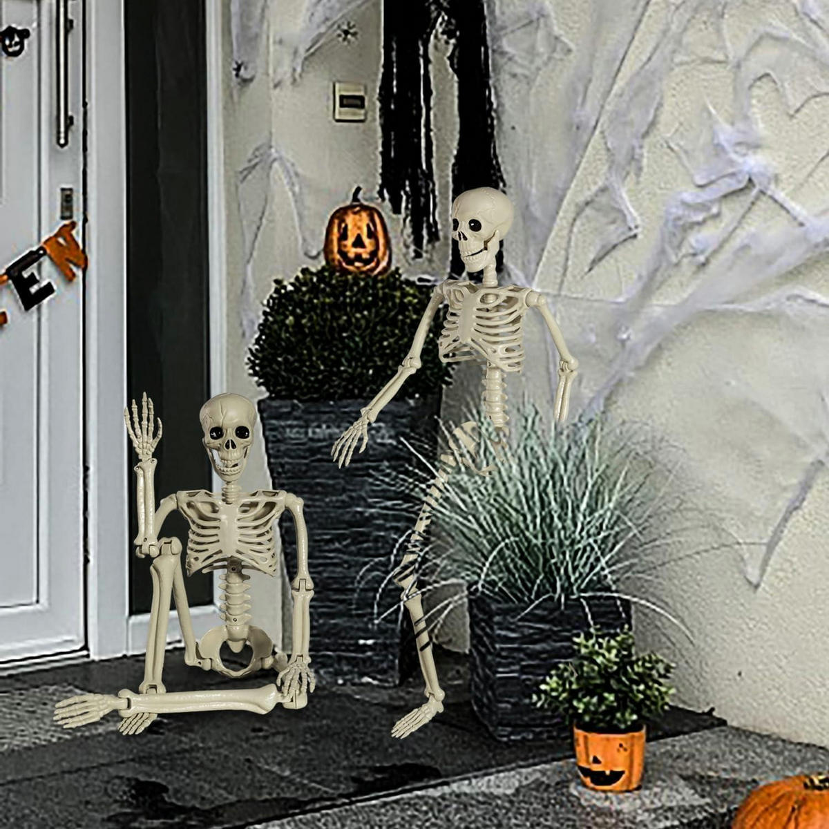 HALLOWEEN-SKELETT 90 cm mit beweglichen Gelenken - Weiß, Kunststoff (10/5/30cm)