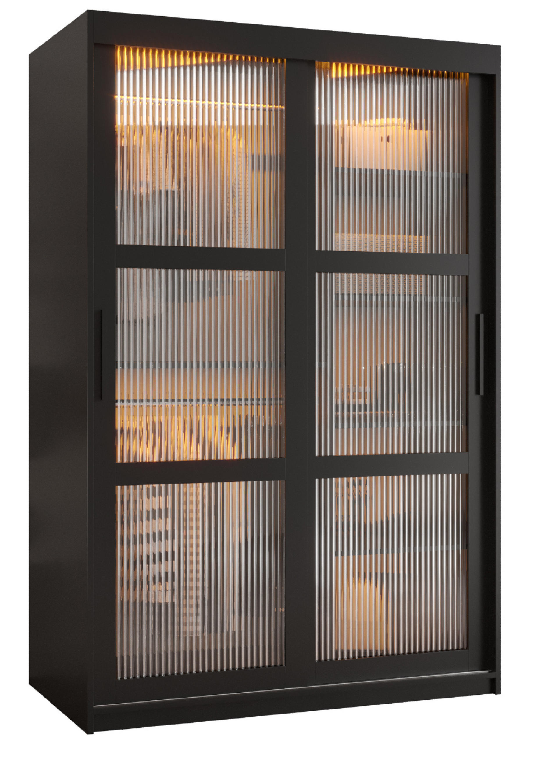 SCHWEBETÜRENSCHRANK 200/120/62 2-türig - Schwarz, Holz/Kunststoff (120/200/62cm) - Abiks Möbel