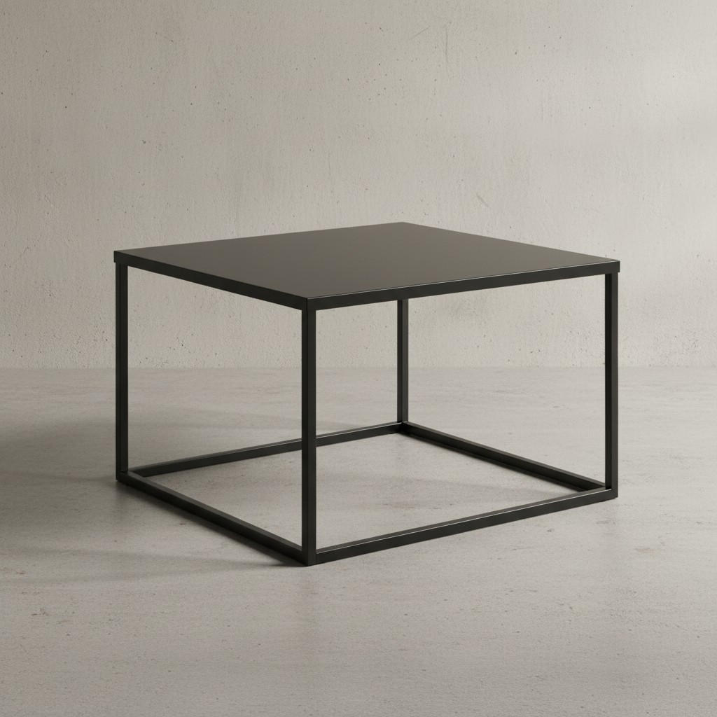 COUCHTISCH quadratisch mit Marmor-Optik, Metallgestell im Industrial-Stil, Schwarz 60x60x45 cm - Schwarz, Metall (60/60/45cm) - KADIMA DESIGN