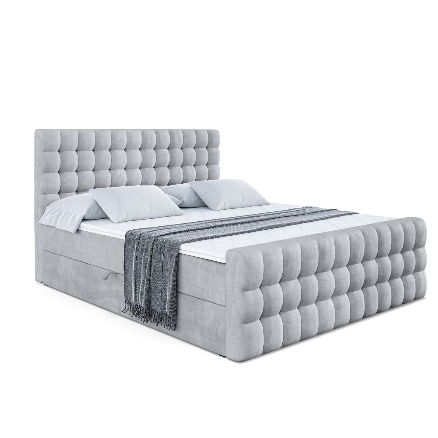 Altdecor Boxbett Hellgrau 200x200 cm