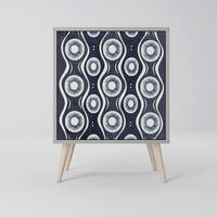 SIDEBOARD GRAPHITE EYES, Grau, 57,5x42x77,5 cm, Schräge Buchenholzfüße - Buchefarben/Multicolor, Holzwerkstoff/Buchenholz (57.5/77.5/42cm) - SpaceRebels