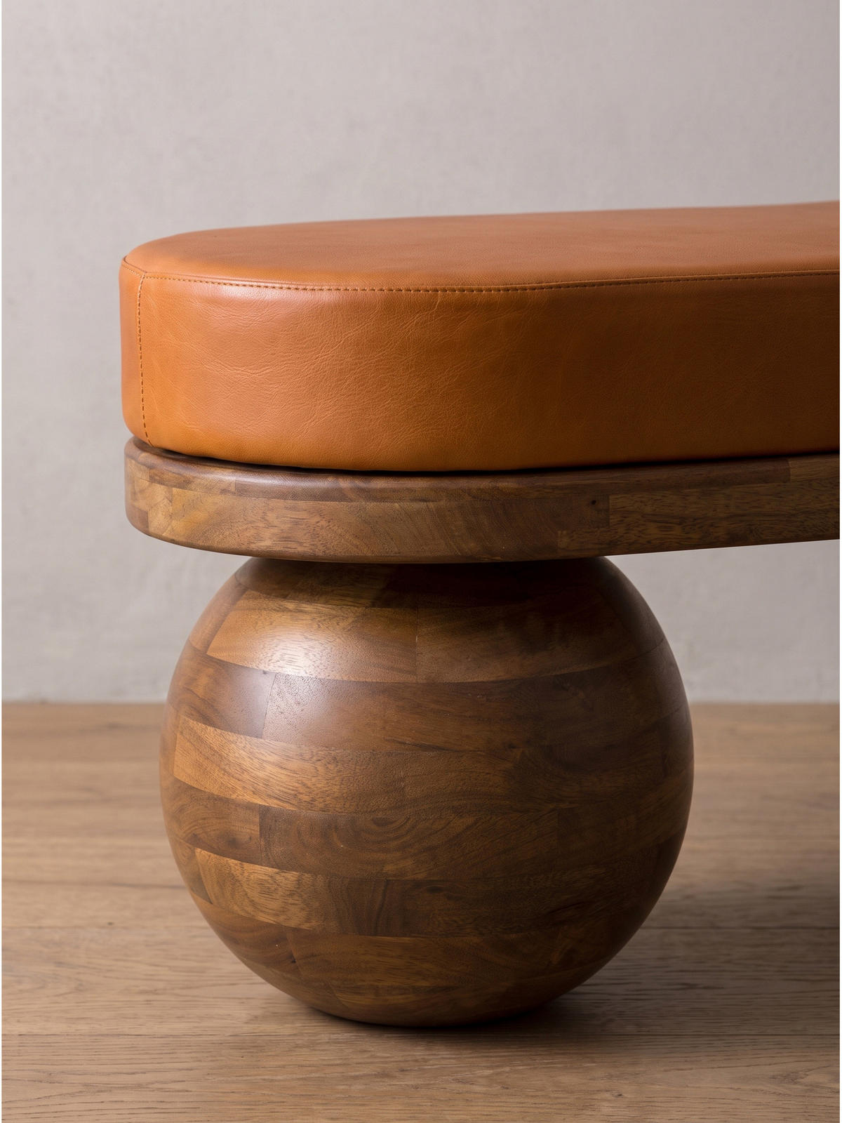 SITZBANK MAKARSKA, Ziegenleder, Braun, 140 x 40 x 47 cm - Braun/Honig, Mangoholz/Holz (140/47/40cm) - KADIMA DESIGN