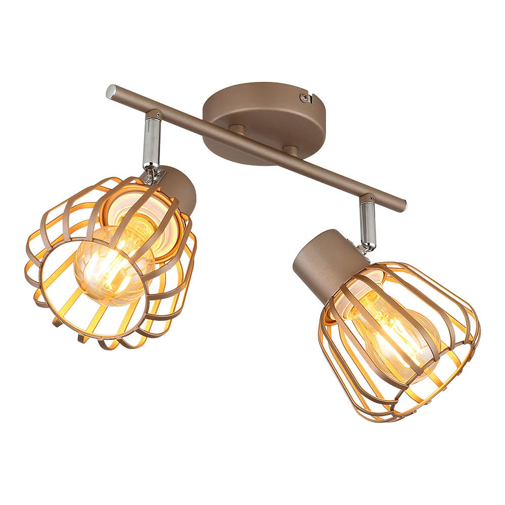 LED DECKENLEUCHTE OLIN Metall Braun, 2-flammig, schwenkbar - Braun, Glas (30/17.5/12.5cm) - Globo Lighting
