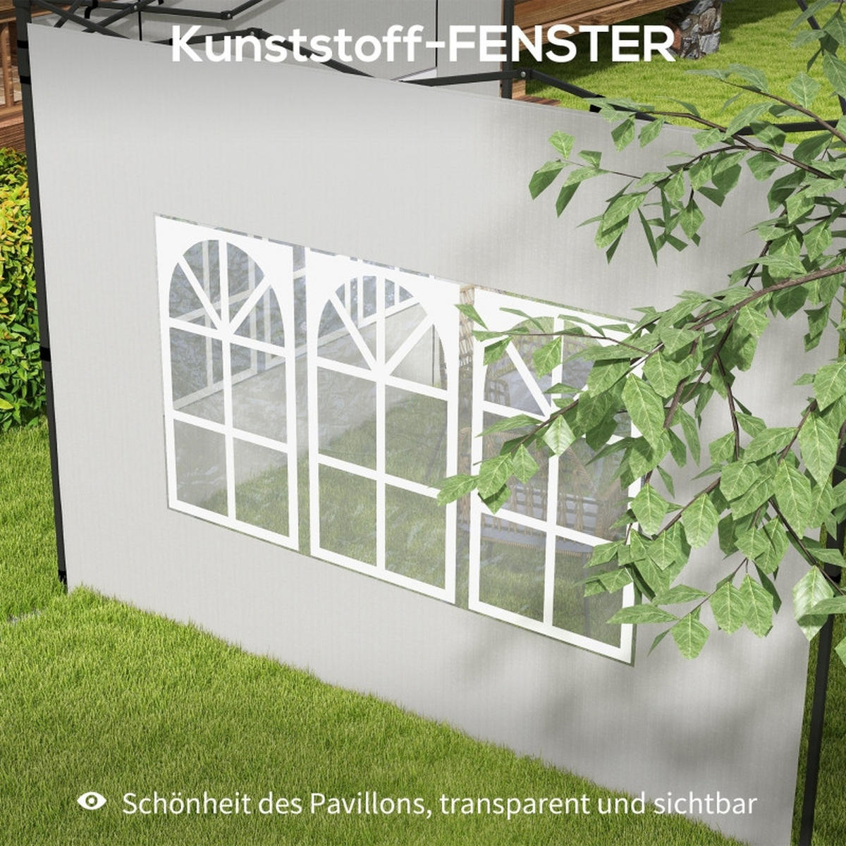 PAVILLON SEITENWÄNDE 2er Set 3x3 3x6 Fenster weiß - Weiß, Kunststoff (293/193/1cm) - Fortuna Lai