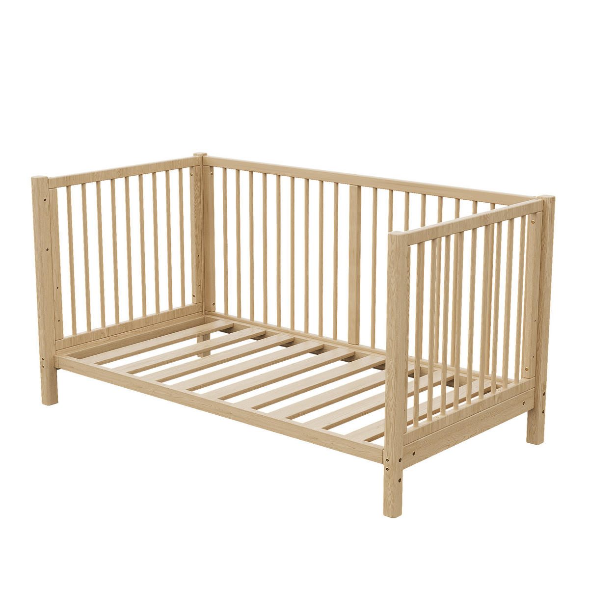 KINDERBETT 140/70 cm in Natur mit Umbausatz, Sicherheitsgeländer und Trittstufe - Naturfarben, Holz/Holzwerkstoff (70/140cm) - WISHDOR