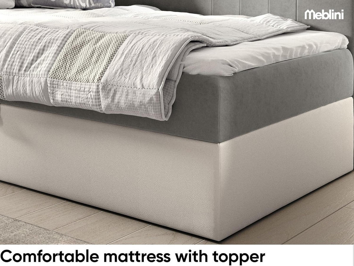 KINDERBETT GARETH 2 - Weiß/Grau, Holzwerkstoff (91/201cm) - Meblini