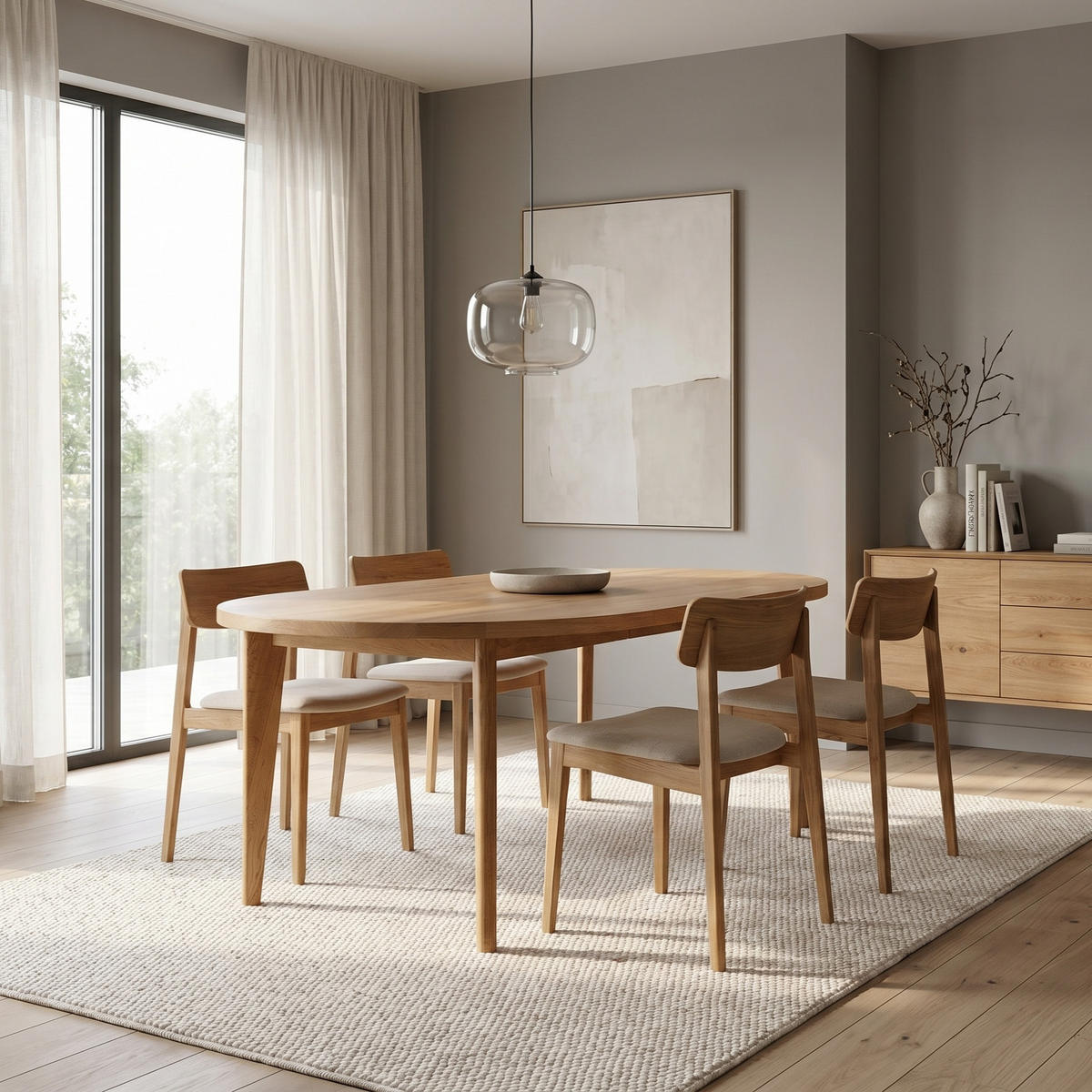 TISCH Ausziehbar Luna aus massivem Eichenholz 120 cm + Tischverlängerungen 2x45 cm - Eichefarben/Braun, Holz (120/120/75cm) - Danzz
