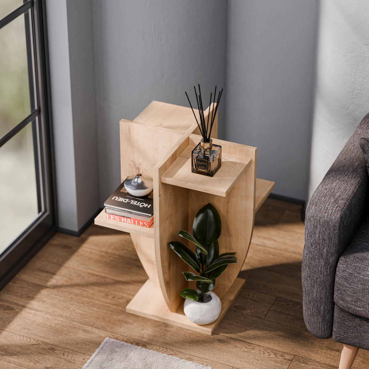 PFLANZENSTÄNDER Ceki Saphir-Eiche - Alteiche, Holzwerkstoff (29/29/62cm) - Decorotika