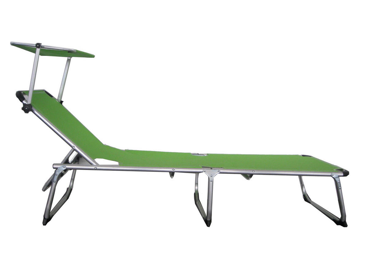 SONNENLIEGE Cairo Verstellbar Grün Gartenliege mit Dach - Grün, Kunststoff (61/30/188cm) - DELUKE