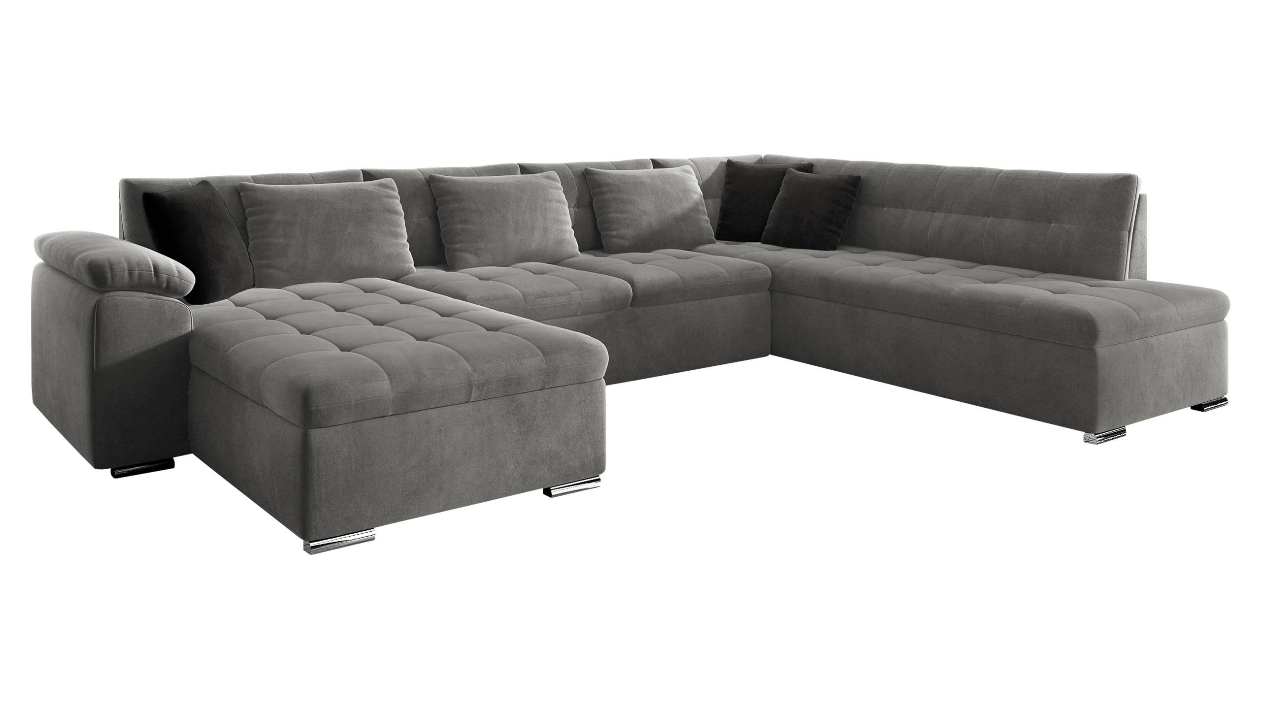 WOHNLANDSCHAFT Niko Bis Lux, Seite: Links - Grau, Holz/Textil (348/76/205cm) - MIRJAN24