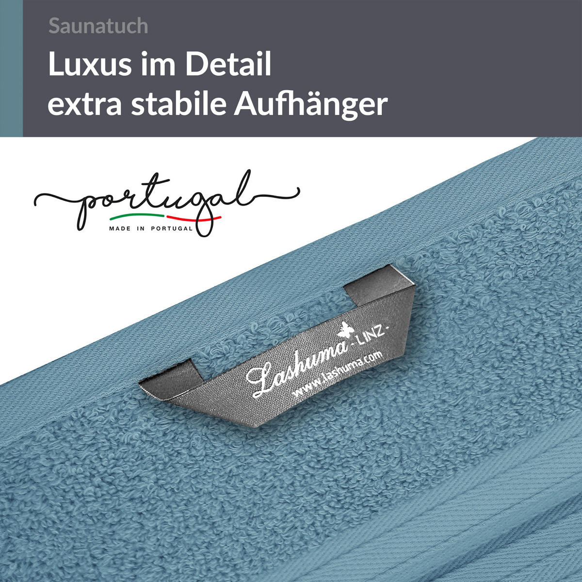 BADETUCH Linz Taubenblau 100x200 cm - Blaugrau, Textil (100/200cm) - Lashuma