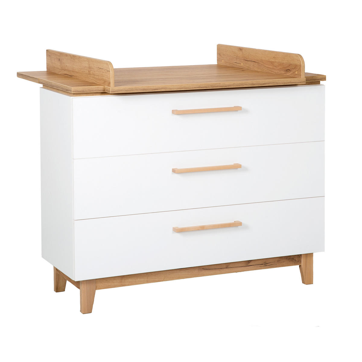 WICKELKOMMODE Finn - Hellbraun/Weiß, Holz/Holzwerkstoff (117.5/104/78cm) - Roba