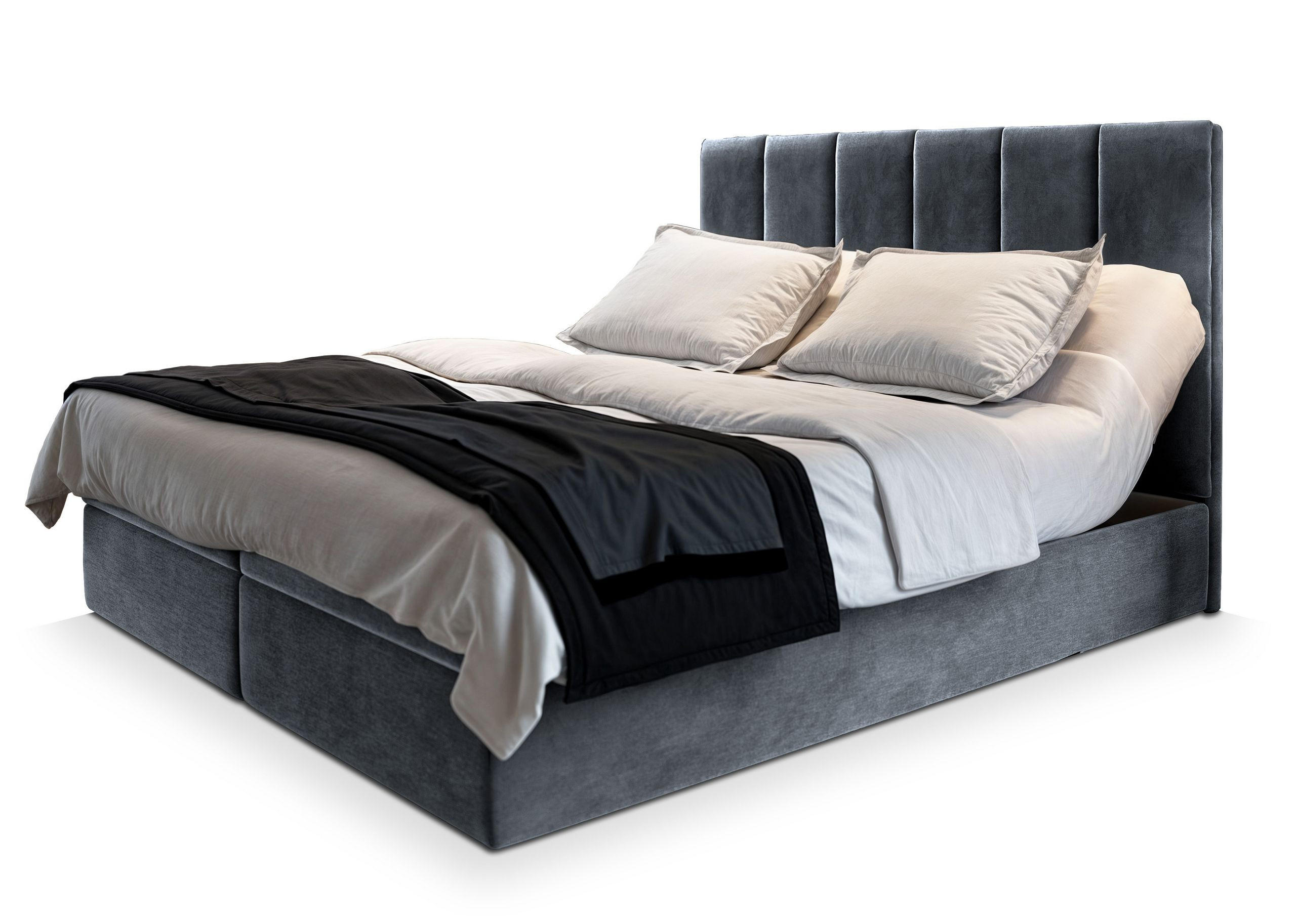 BOXBETT BARINO 180x200 cm mit Matratze und Topper - Grau - Grau, Holz (180/200cm) - MASSENO