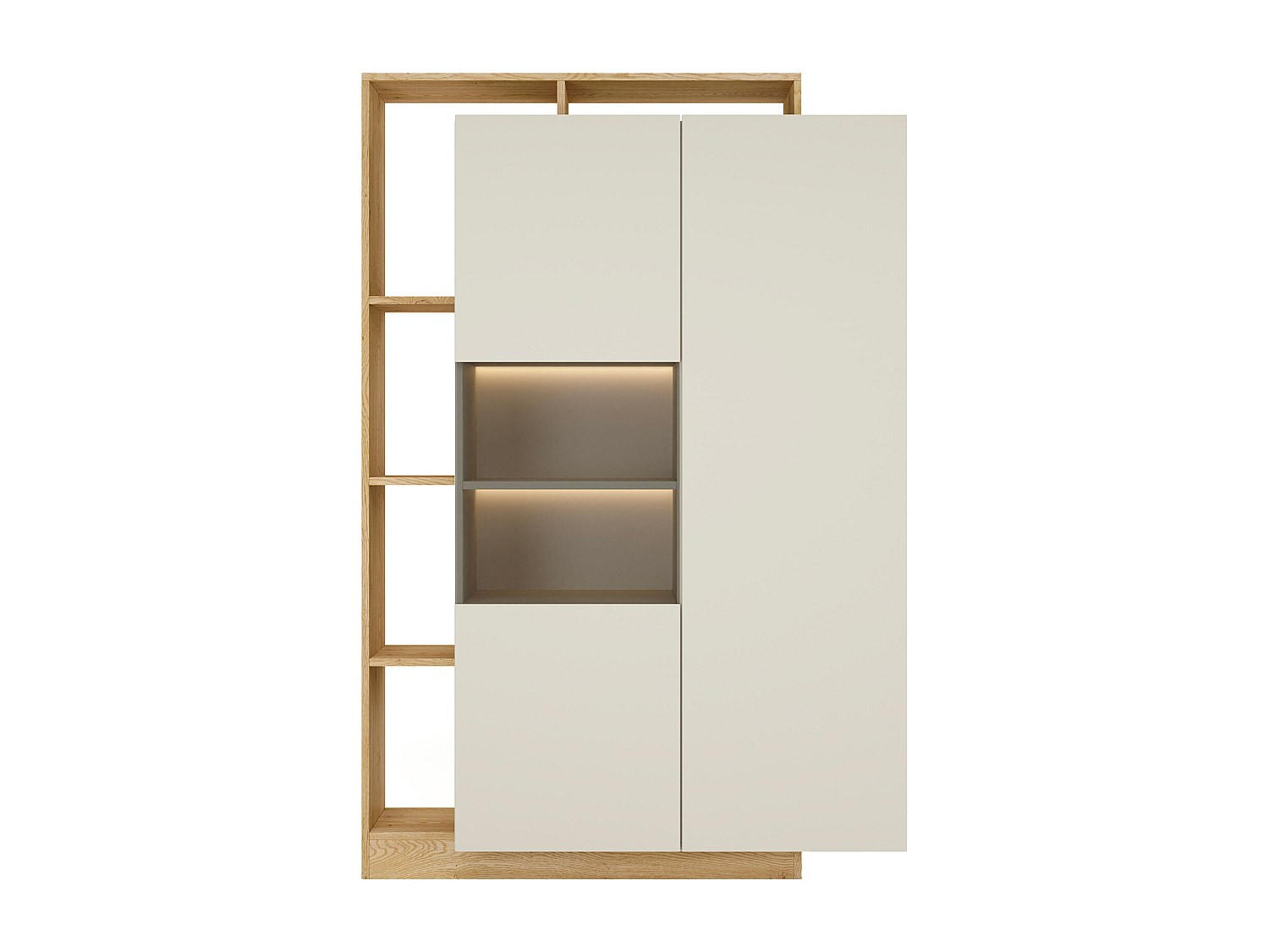 VITRINENSCHRANK - 110 x 43.6 - holz - beige, naturfarben hell Idesia - Beige/Naturfarben, Glas/Holz (110/165.2/43.6cm) - Vente-Unique