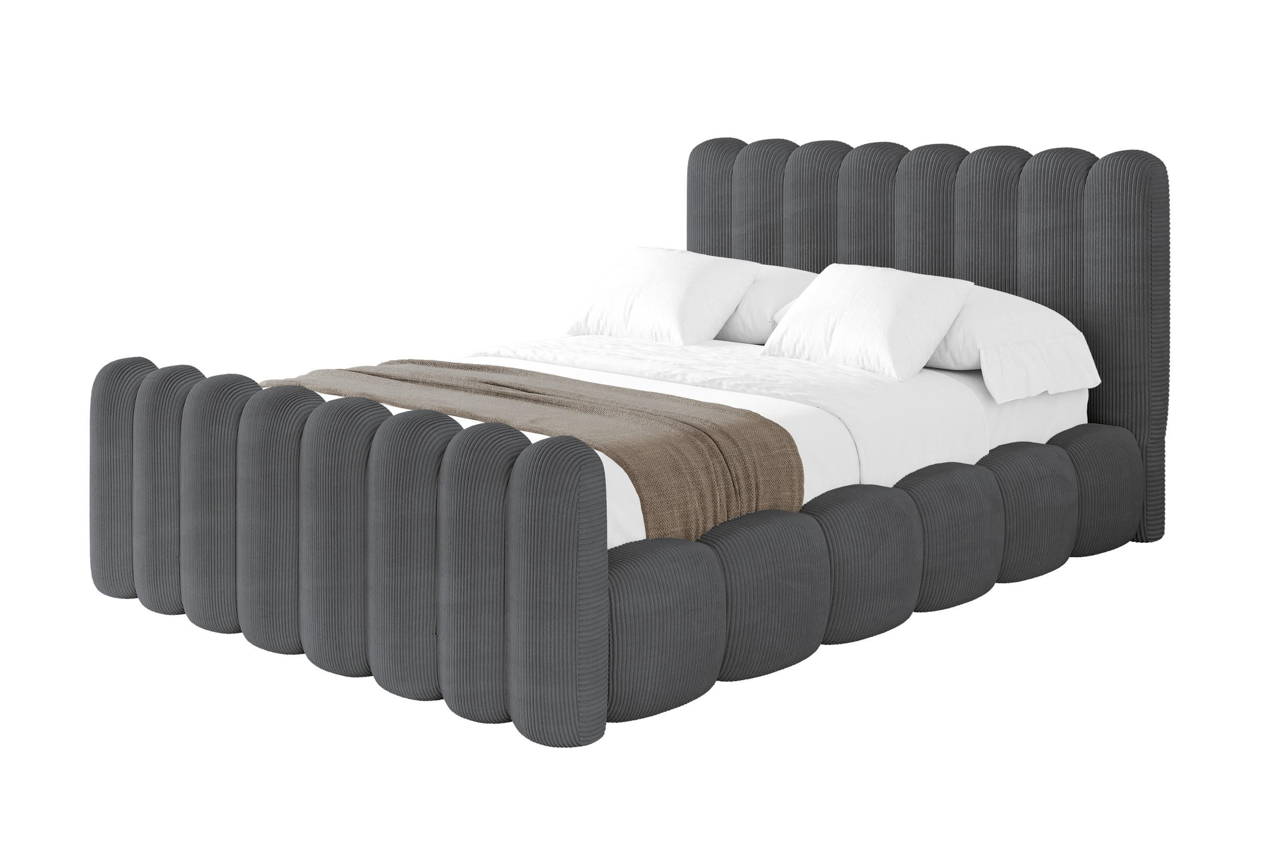 POLSTERBETT mit Bettkasten, Fußteil und Lattenrost, Bett mit Matratze H3/H4 - SENA-Z 140x200 Dunkelgrau - Dunkelgrau, Holzwerkstoff/Textil (140/200cm) - ALTDECOR