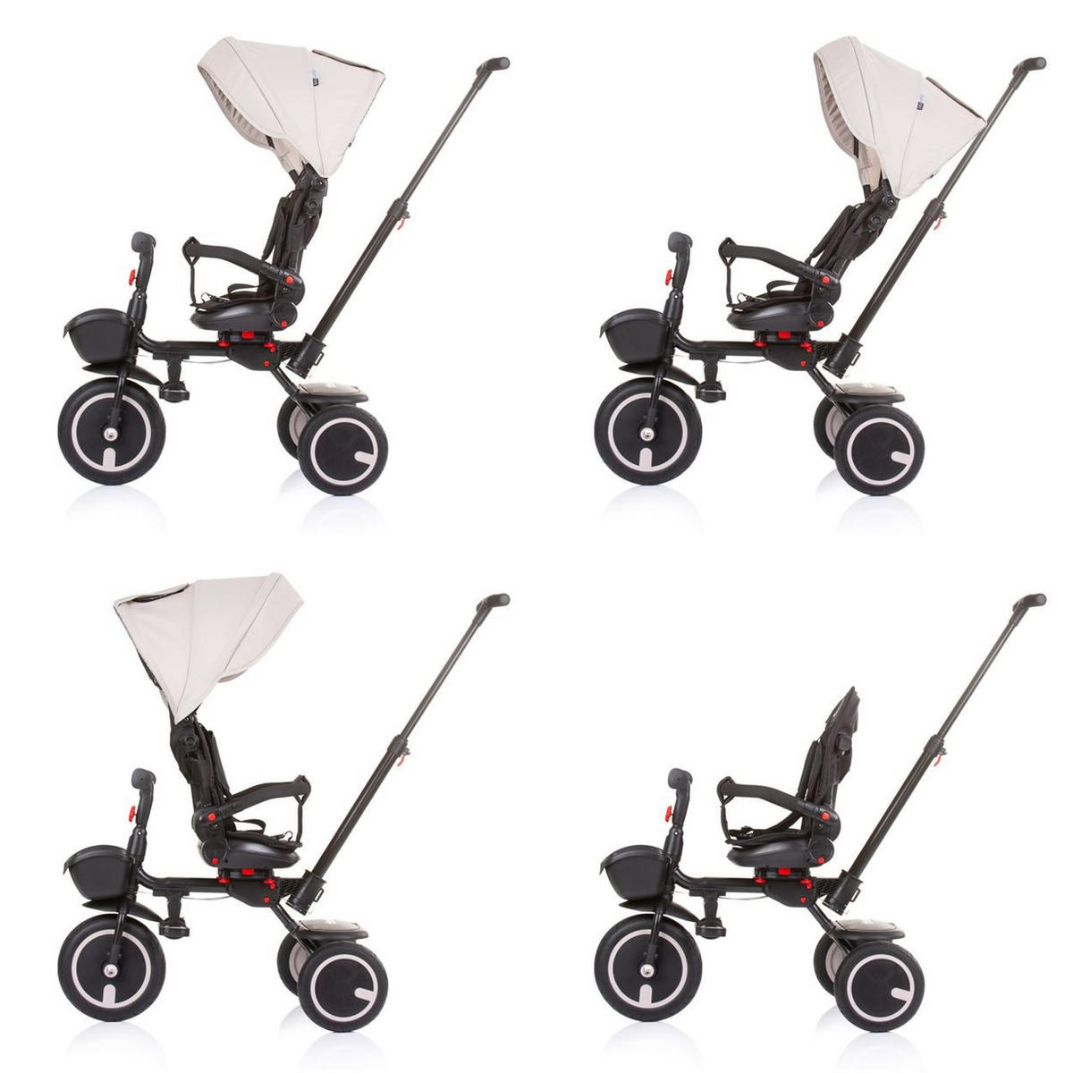 DREIRAD Quick Fold 2 in 1 beige faltbar, Sitz umkehrbar, PU-Räder, bis 25 kg - Beige, Metall (102/51/98cm) - Chipolino