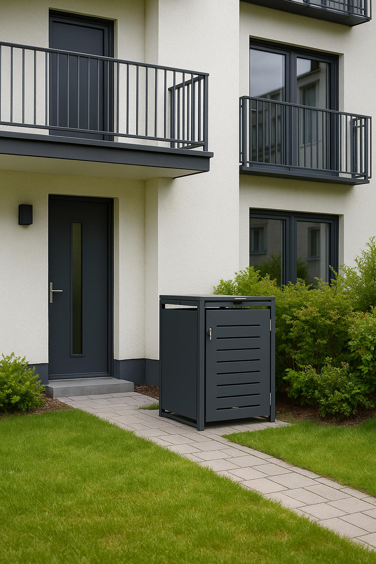 MÜLLTONNENVERKLEIDUNG London - Mülltonnenbox für 1 - Stahl verzinkt, anthrazit - Grau, Metall (66/116/80cm) - TPFGarden