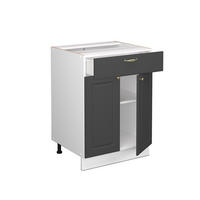 KÜCHENUNTERSCHRANK Fame-Line Anthrazit-Gold 60 cm mit Schublade AP Eiche - Anthrazit/Graphitfarben, Holzwerkstoff (60/82/60cm) - Vicco