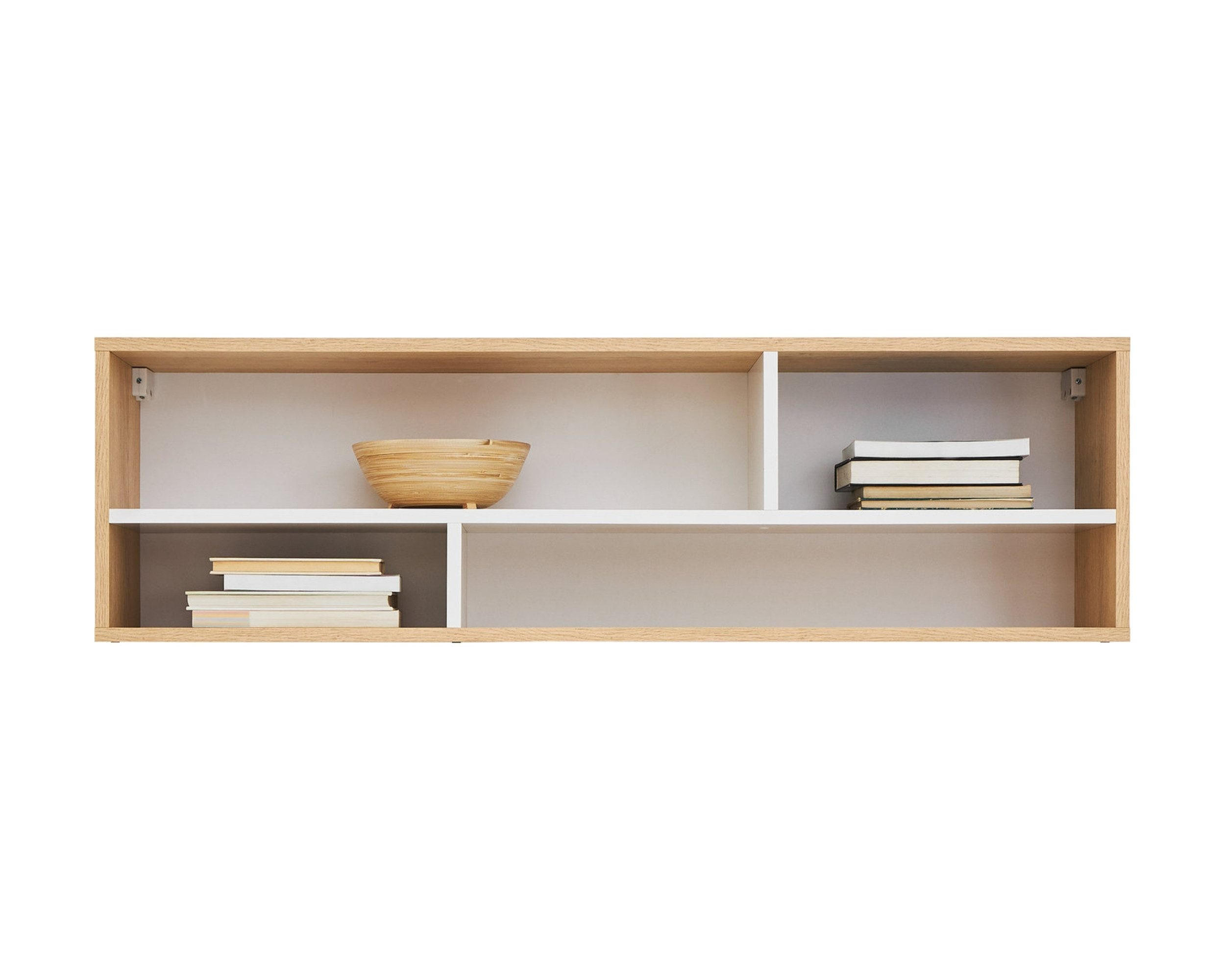 Deine Möbel 24 Kinder-Wandregal Eiche, Weiß, Grau 120x35x22 cm