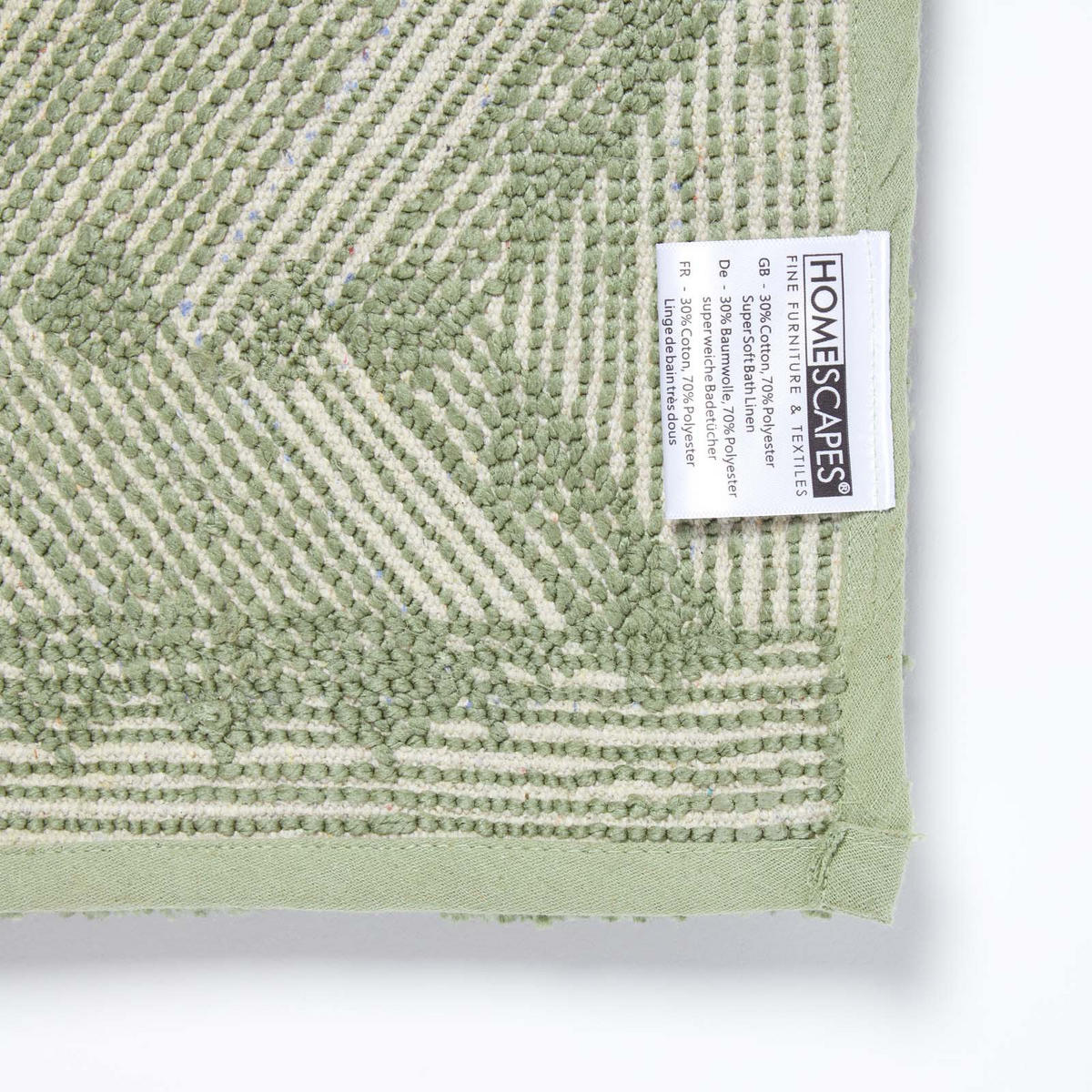 BADEMATTE 50/80 cm Chevron, Hochflor - Grün, Textil (50/80cm) - Homescapes