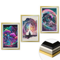 WANDBILDER 3er Set - 40x60 cm Goldrahmen - Farbenfrohe Fantasy-Kunstillustrationen - Goldfarben, Kunststoff (40/60cm) - ArtPrintCave