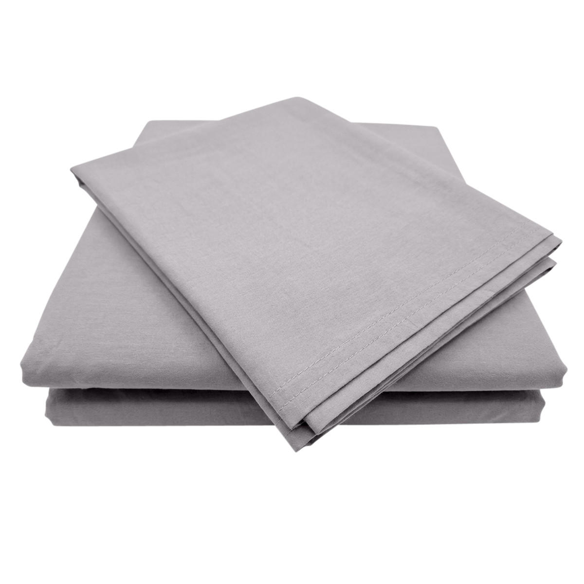 BETTWÄSCHE Stone Washed grau 135/200 cm 100% Baumwolle Used-Effekt mit Stehsaum - Grau, Textil (135/200cm) - wometo