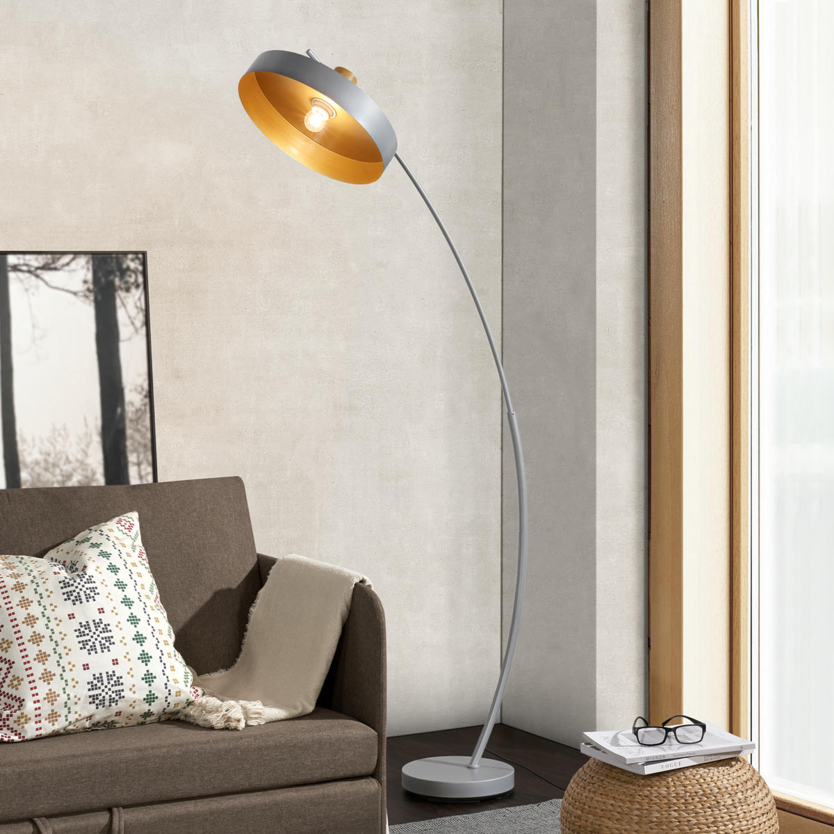 STEHLEUCHTE Stafford - Grau, Metall (35/75/159cm) - lux.pro