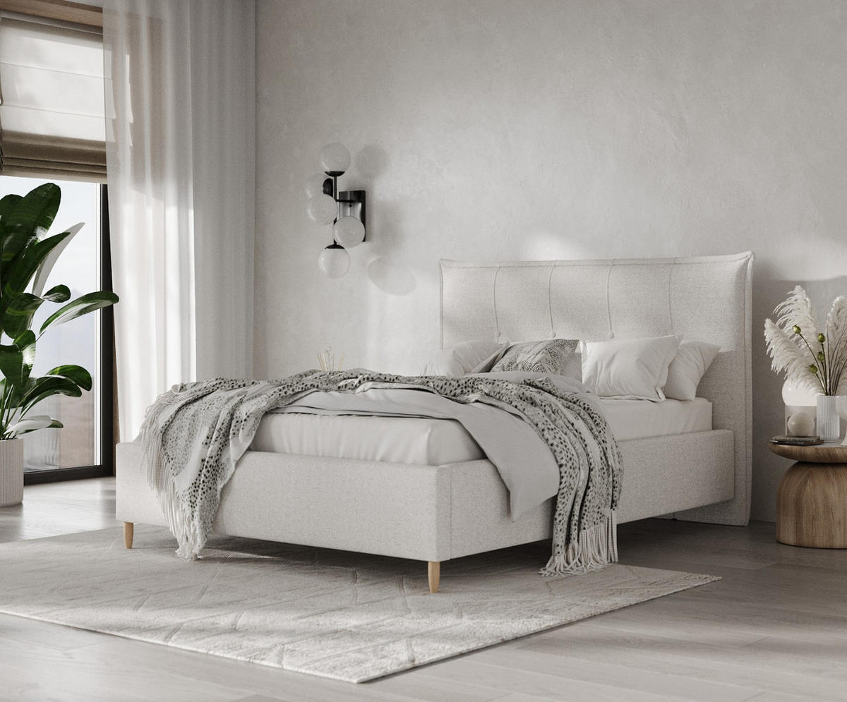 POLSTERBETT Plaza 180/200 cm Hellbeige im Riva Stoff - Beige/Naturfarben, Holz/Holzwerkstoff (180/200cm) - AltaBeds