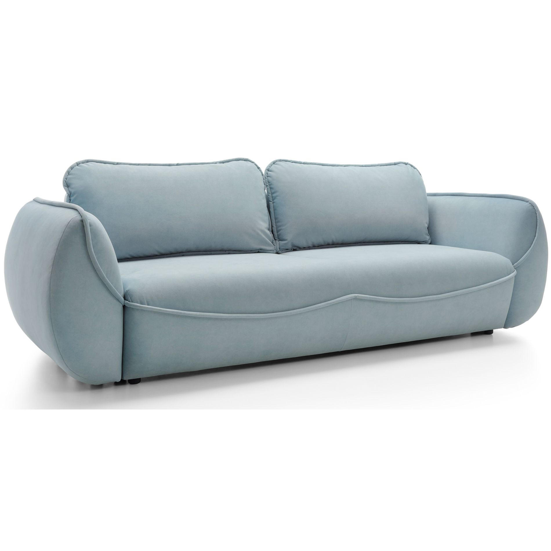 3-SITZER SOFA Cutie Blau Easy-Clean-Velours - Schwarz/Hellblau, Textil (257/90/114cm) - Selsey