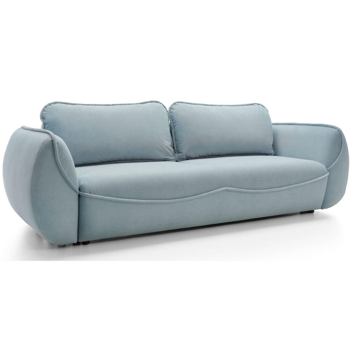 3-SITZER SOFA Cutie Blau Easy-Clean-Velours - Schwarz/Hellblau, Textil (257/90/114cm) - Selsey