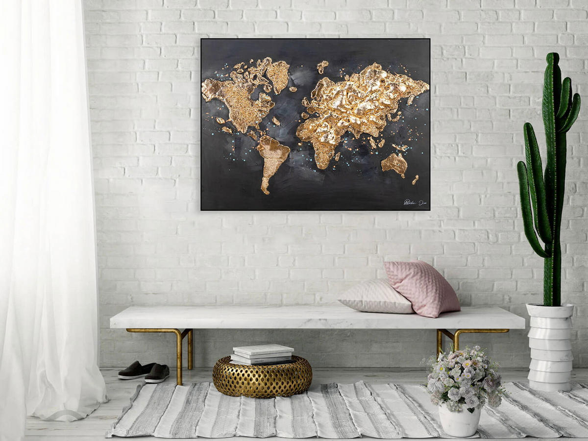 ACRYLBILD HANDGEMALT 100/75 cm - Schwarz, Holz/Textil (2.01/75cm) - KUNSTLOFT