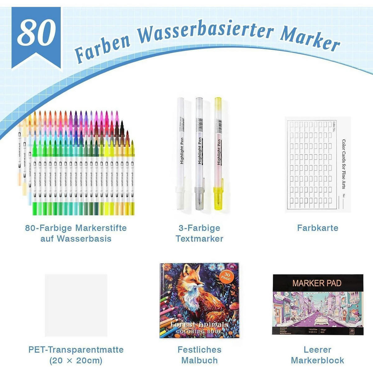 MARKER-SET 80-teiliges Set - Multicolor, Kunststoff (15/9/16cm)