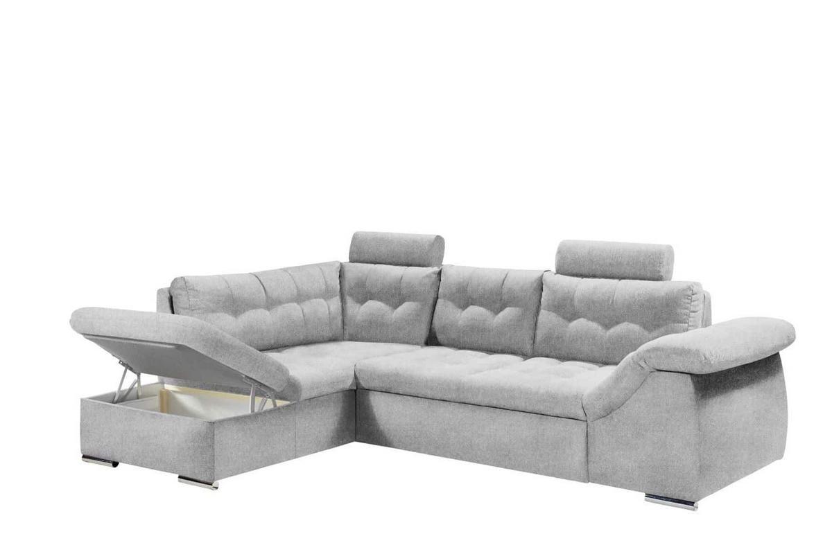 ECKSOFA mit Schlaffunktion und Bettkasten - Chromfarben/Anthrazit, Holzwerkstoff/Kunststoff (283/193cm) - ed exciting design