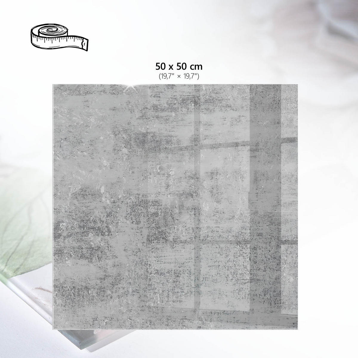 TISCHPLATTE 50x50 cm – Graue Textur - Gelb, Glas (0.4/50/50cm) - Wallfluent