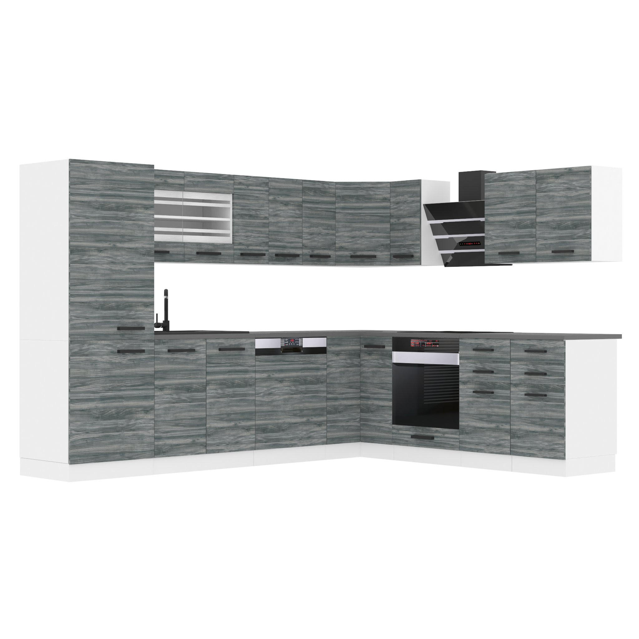 KÜCHE L-Form Julie, ohne Arbeitsplatten, Glamour Wood - Grau, Holz (460/204/60cm) - B BELINI GROUP