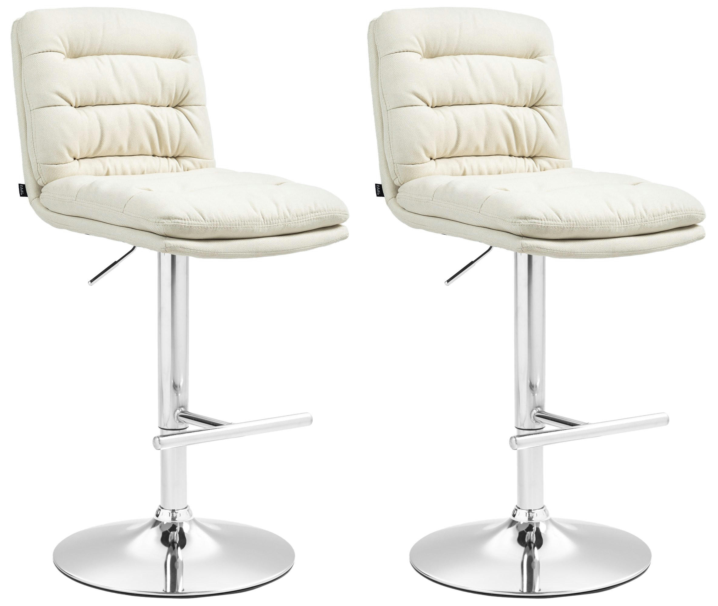 BARHOCKER 2er Set Stoff creme - Chromfarben/Creme, Textil/Metall (42/94/56cm) - CLP