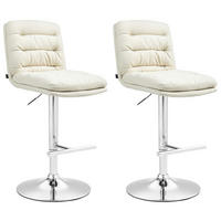 BARHOCKER 2er Set Stoff creme - Chromfarben/Creme, Textil/Metall (42/94/56cm) - CLP