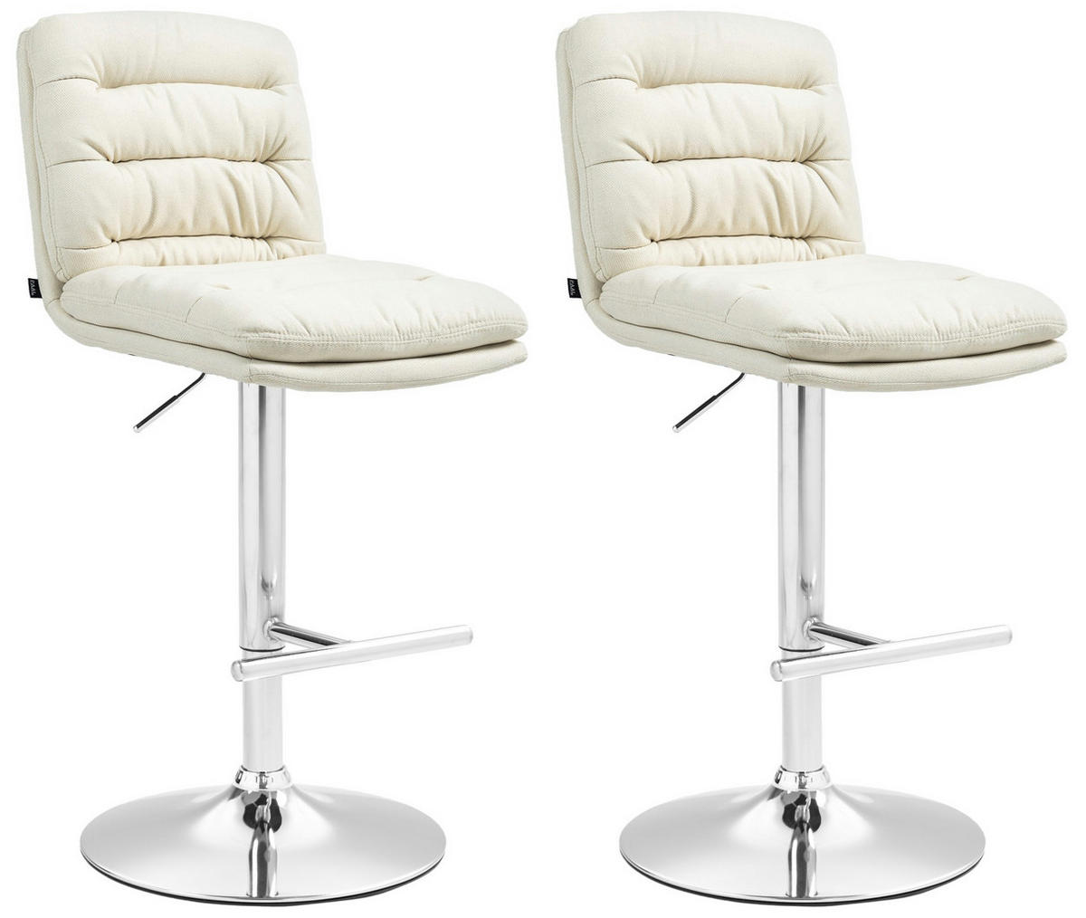 BARHOCKER 2er Set Stoff creme - Chromfarben/Creme, Textil/Metall (42/94/56cm) - CLP