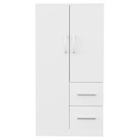 OMARA za oblačila 70/40/135 cm z dvojnimi vrati in predali za prostorno shranjevanje, Bela - bela, les (70/135/40cm) - Redom