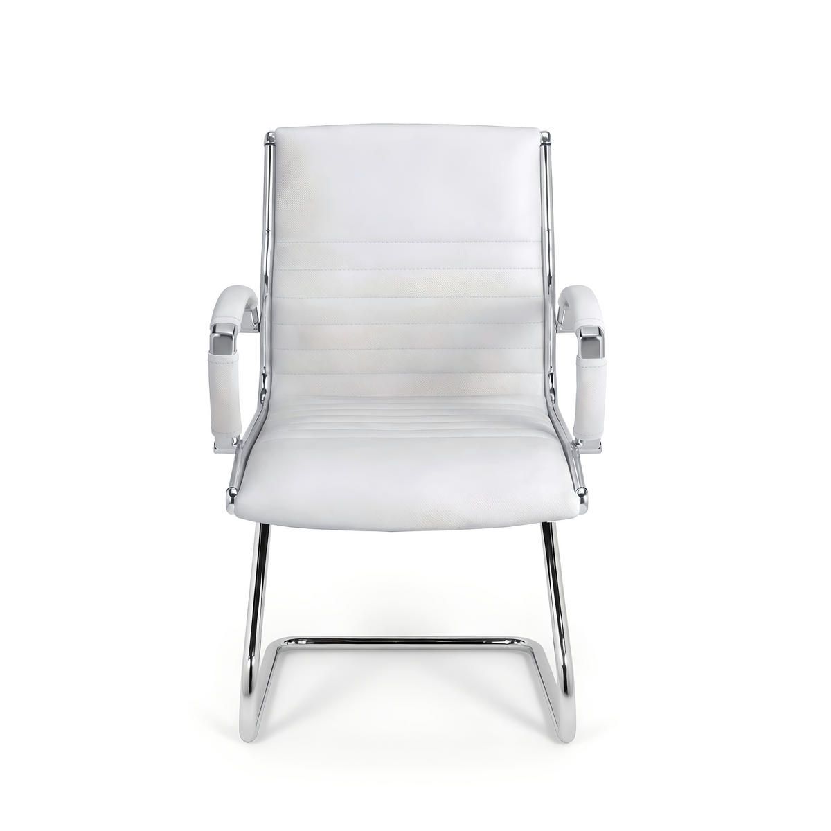 BESUCHERSTUHL Montreal Echtleder Weiss – ergonomisch, 150 kg belastbar - Weiß, Leder/Metall (60/95/60cm) - Versee