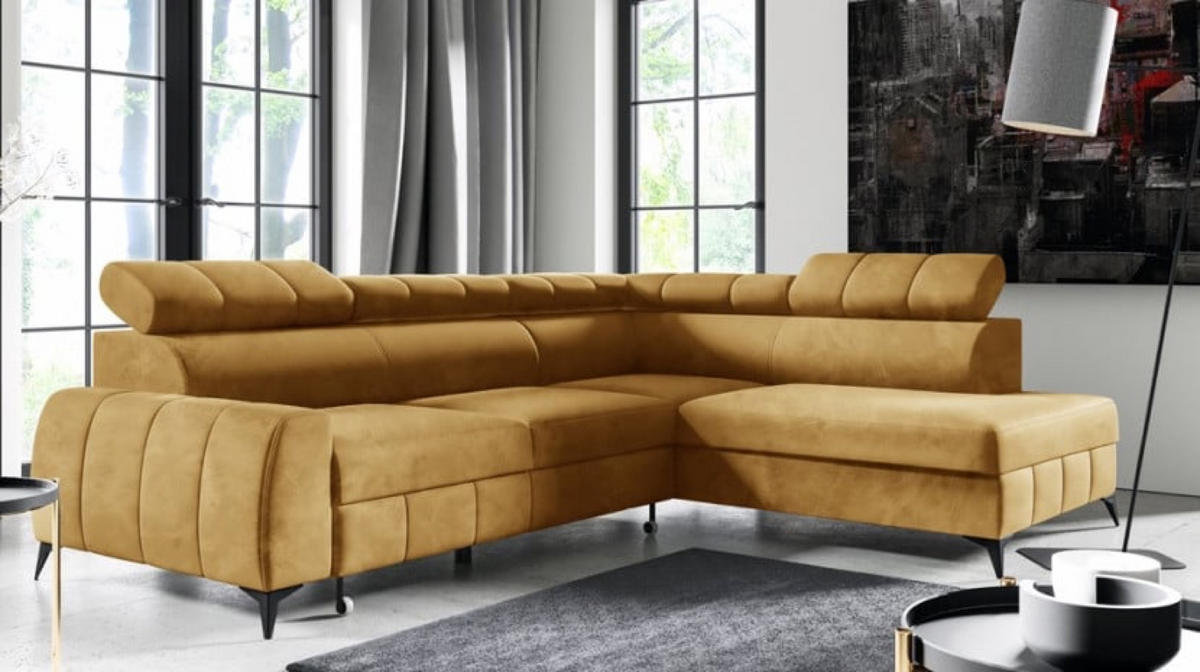 ECKSOFA Muskat Gelb DON Ausziehbar Rechts - Gelb, Textil (279/203cm) - Sepro Meble