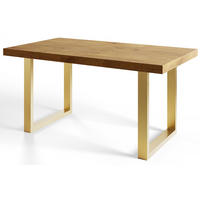 ESSZIMMERTISCH LOFT-U, ausziehbarer Tisch 120-220X80X77 cm, Farbe: LANCELOT, mit Metallbeinen in Farbe Gold - Beige/Goldfarben, Holzwerkstoff (120/80/77cm) - Alpi-Möbel